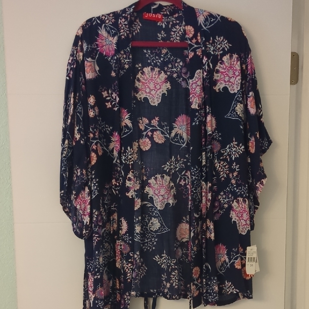 Natori Josie Gypsy Floral Kimono Robe Wrap Athleasure Pool Beach Vacation Small